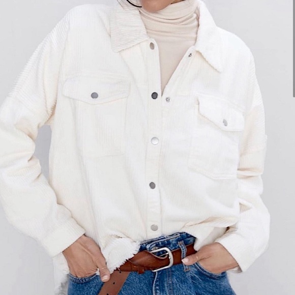 Zara Jackets & Blazers - Zara white corduroy shacket